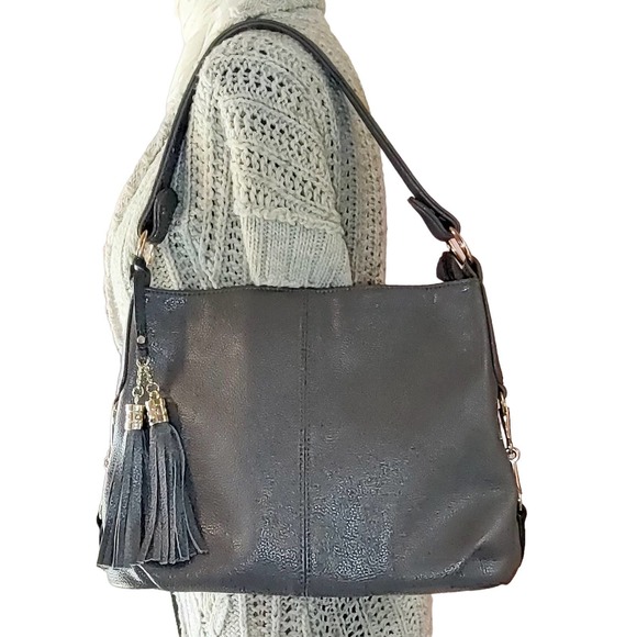 Bolaishaxuan (BOLAI) Gray Pebble Leather Bag - Picture 1 of 11